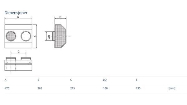 Kombirist Ø160 Målskisse