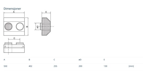 Kombirist Ø200 Målskisse