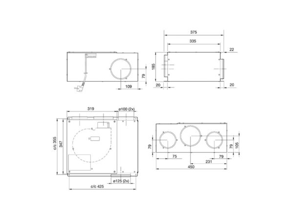 Systemair KFB 140 L AC Målskisse