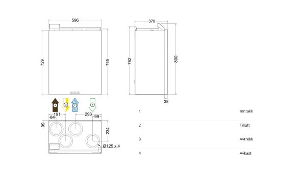 Systemair VTR 150 K R målskisse